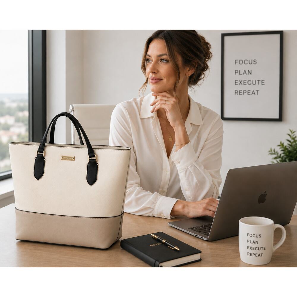 Kate Spade New York Colorblock Leather Tote Bag NWOT Work Purse